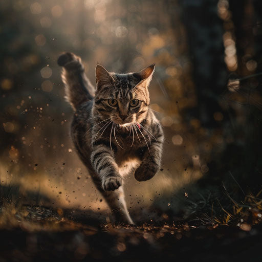 Brown cat on the run