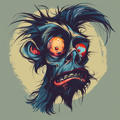 Stylized tattoo sketch of a shrunken head