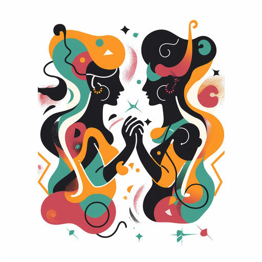 Flat tattoo sketch inspired by Gemini