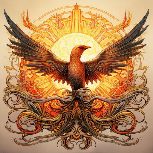 Bird of Suns and Sunbeams, intricate linework