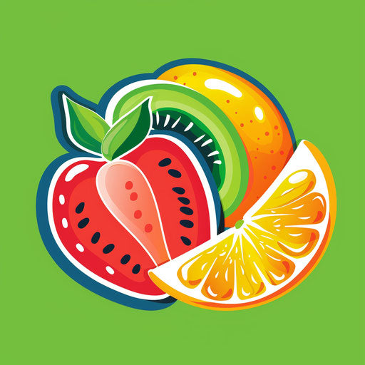 Healthy bakery logo with fresh fruit design, bright green background