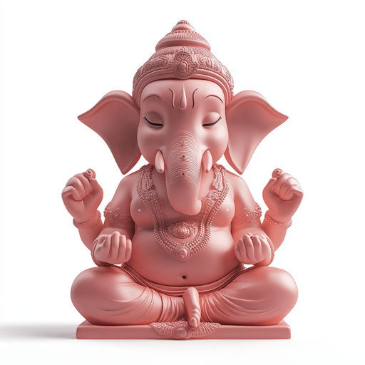 3D Ganesh in photo realistic style with flat white background, isolated clipart