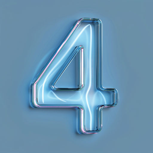 Realistic number 4 illustration on flat blue background