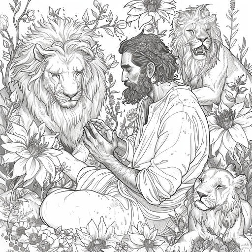 Enhance Skills with Daniel And The Lions Den Coloring Page