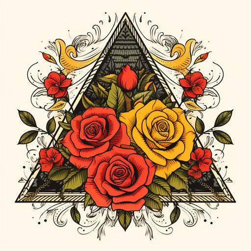 Tattoo design with rose and black pennant vector
