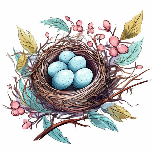 Illustration of nest in the style of Pastel Colors Art