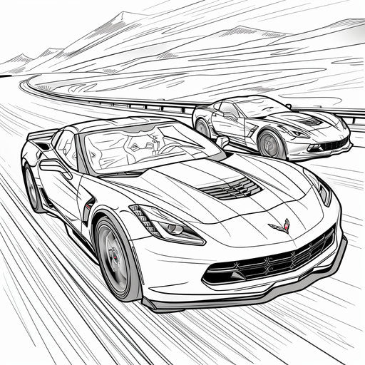 Sports cars racing on the highway