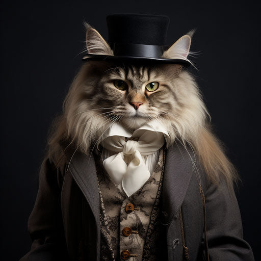 A Siberian cat dressed as a man