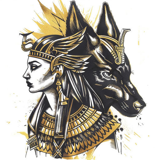 Dynamic duo in black and gold on white