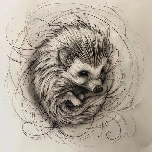 Elegant sketch of a hedgehog with delicate curves