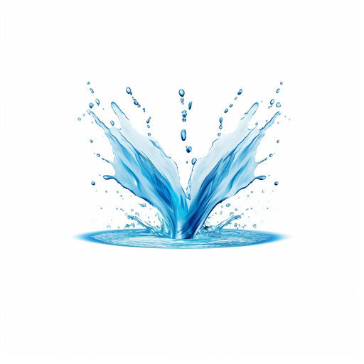 Water splash in the minimalist style, on white background