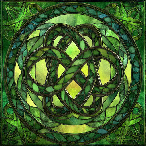 Vibrant Celtic Knot Design with Stained Glass Background