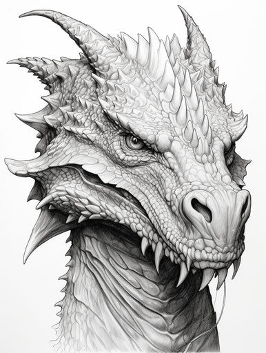 Dragon drawings on white background for coloring with a pen