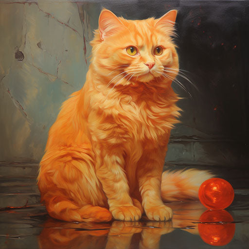 Oil painting of an orange cat