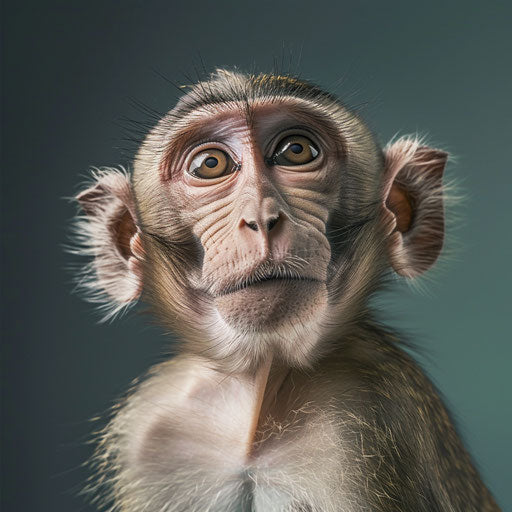 Rhesus monkey with a curious expression