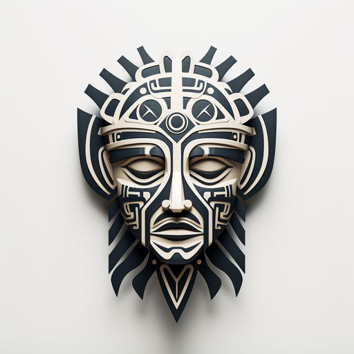 Tribal head portrait in bugcore style, clean designs, 3840x2160, calligraphic, double lines, digitally enhanced