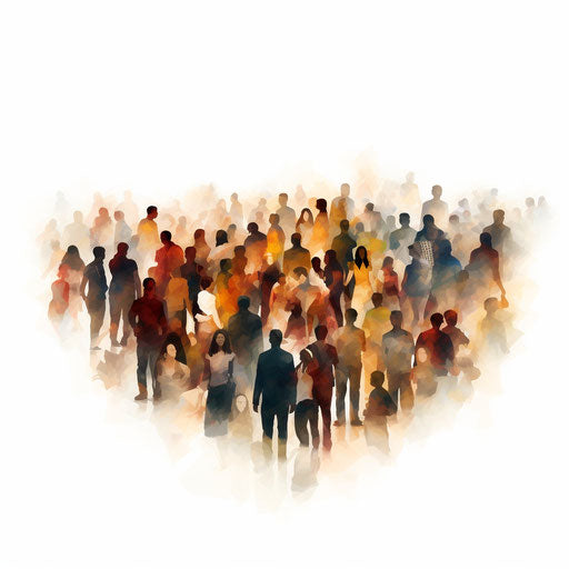 Crowd clipart in the style of Oil painting, on a white background
