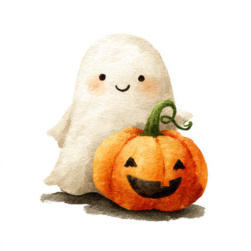 A Friendly Ghost with a Bright Pumpkin