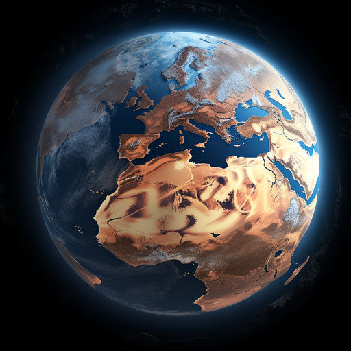Earth globe seen from space with layers of continents