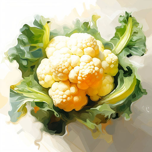 Cauliflower clipart in the style of Impressionistic Art, on white background