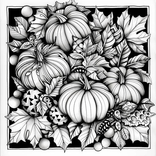 Autumn motifs in a complex zentangle