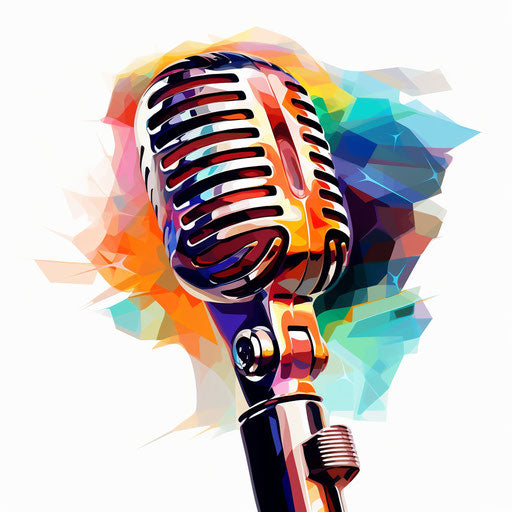 Microphone in Impressionistic Art style on white background