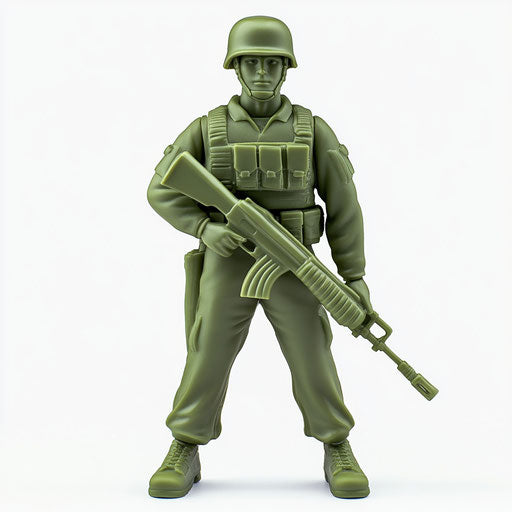 Realistic illustration of plastic army soldiers, high resolution, isolated