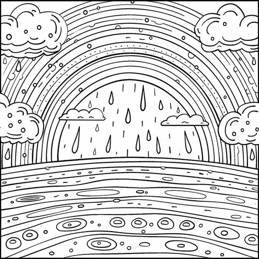 Rainbow after storm with raindrops and sunshine