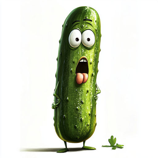 Humorous caricature of a cucumber clipart with human characteristics