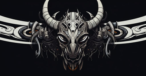 Black and white bull horns with interesting pattern