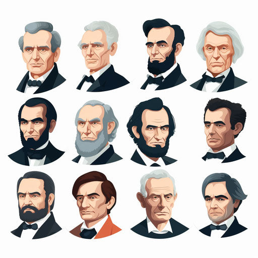 Presidents Day Clipart in Minimalist Style, on White Background