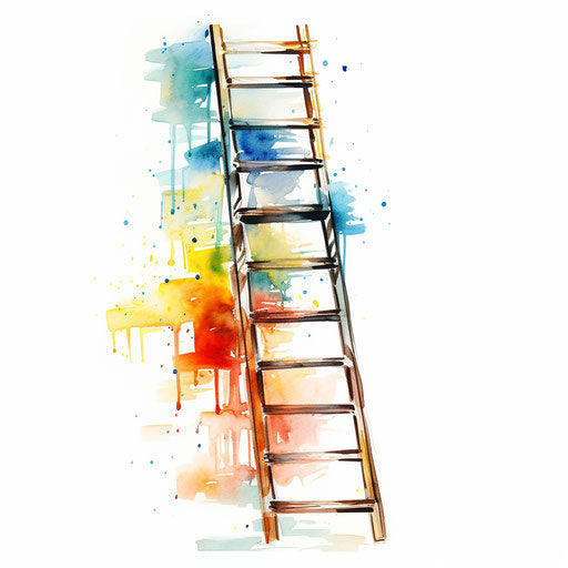 Ladder clipart in the style of Oil painting, on a white background