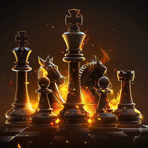 Chess image in photorealistic style with a flat random background, ethereal glow, and soft edges