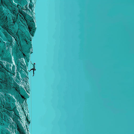 Realistic climbing clipart on flat aqua background
