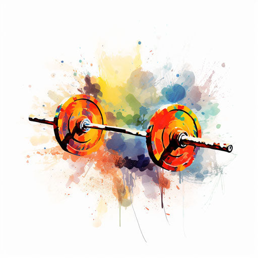 Barbell clipart in the style of Impressionistic Art, on a white background