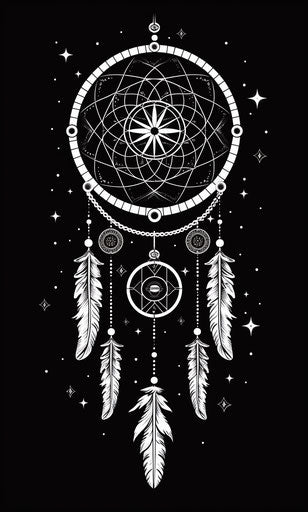 Indigenous dream catcher free vector image, in minimalist black and white style