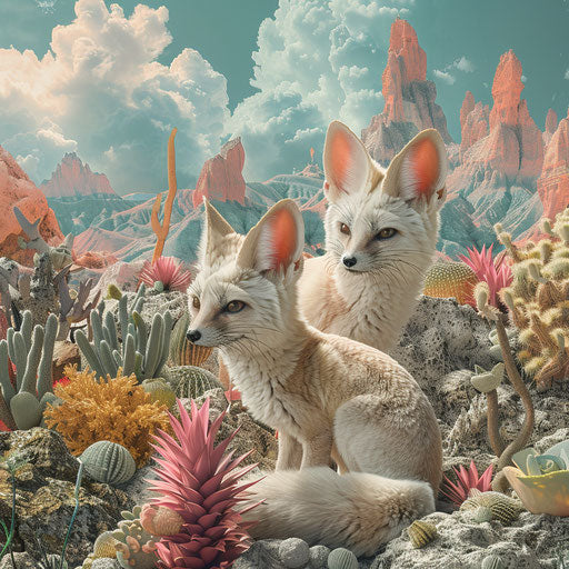Fennec fox in a fantastical desert landscape