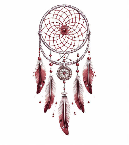 Dream catcher drawing isolated, in the style of light silver and dark maroon, detailed cross-hatching, organic material, dansaekhwa, anthropological, tattoo, detailed miniatures