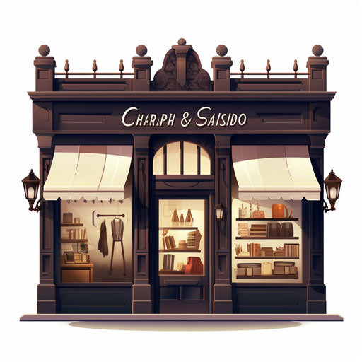 Shop illustration in the style of Chiaroscuro Art