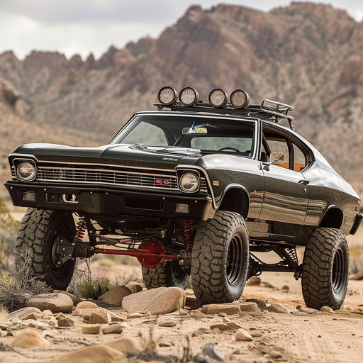 Rugged off-road 1969 Chevrolet Chevelle SS with raised suspension and heavy-duty tires