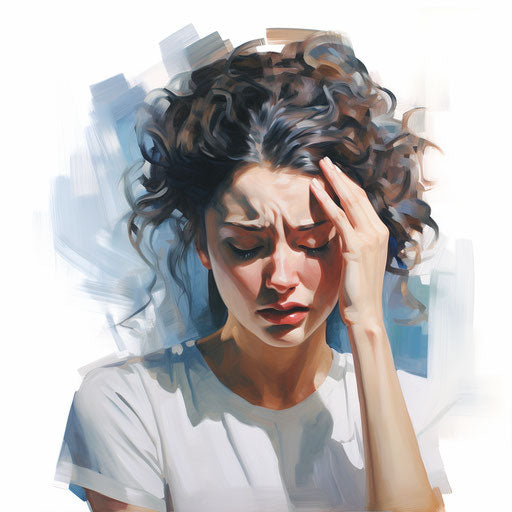 Headache illustration in oil painting style