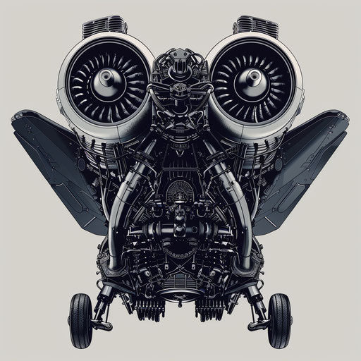 Illustration of engine in photo realistic style with flat random background