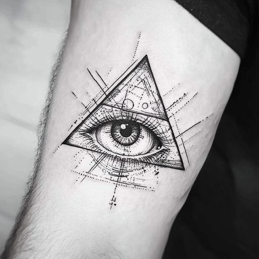 Men's inner bicep tattoo with eye of providence