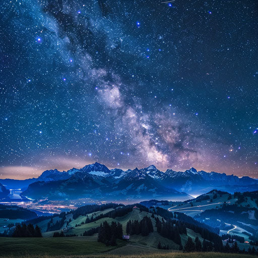 Mount Rigi under a clear starry night, Milky Way in the sky, Trey Ratcliff style
