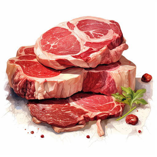 Meat clipart in the style of Oil painting, on a white background
