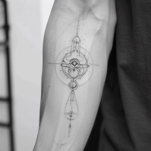 Simple and clean flat tattoo sketch of a soul as a glowing orb