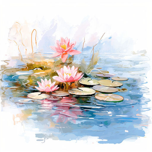 Water clipart in the style of Impressionistic Art, on white background