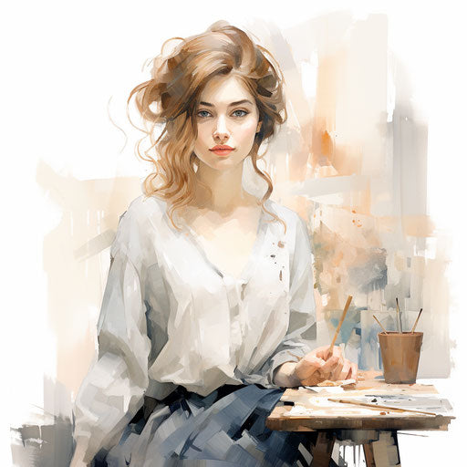 Study of clipart in the style of Oil painting, on a white background
