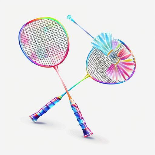 Realistic badminton clipart on flat white background