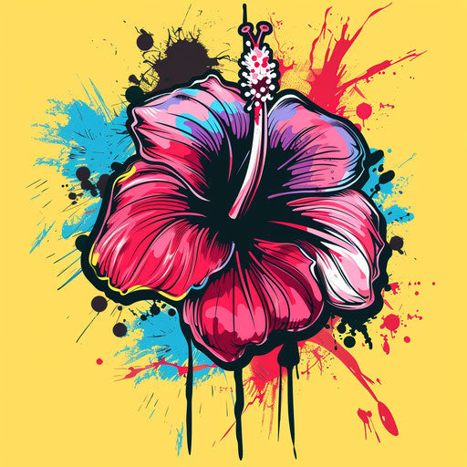 Stylized Hawaiian flower in urban flat tattoo style